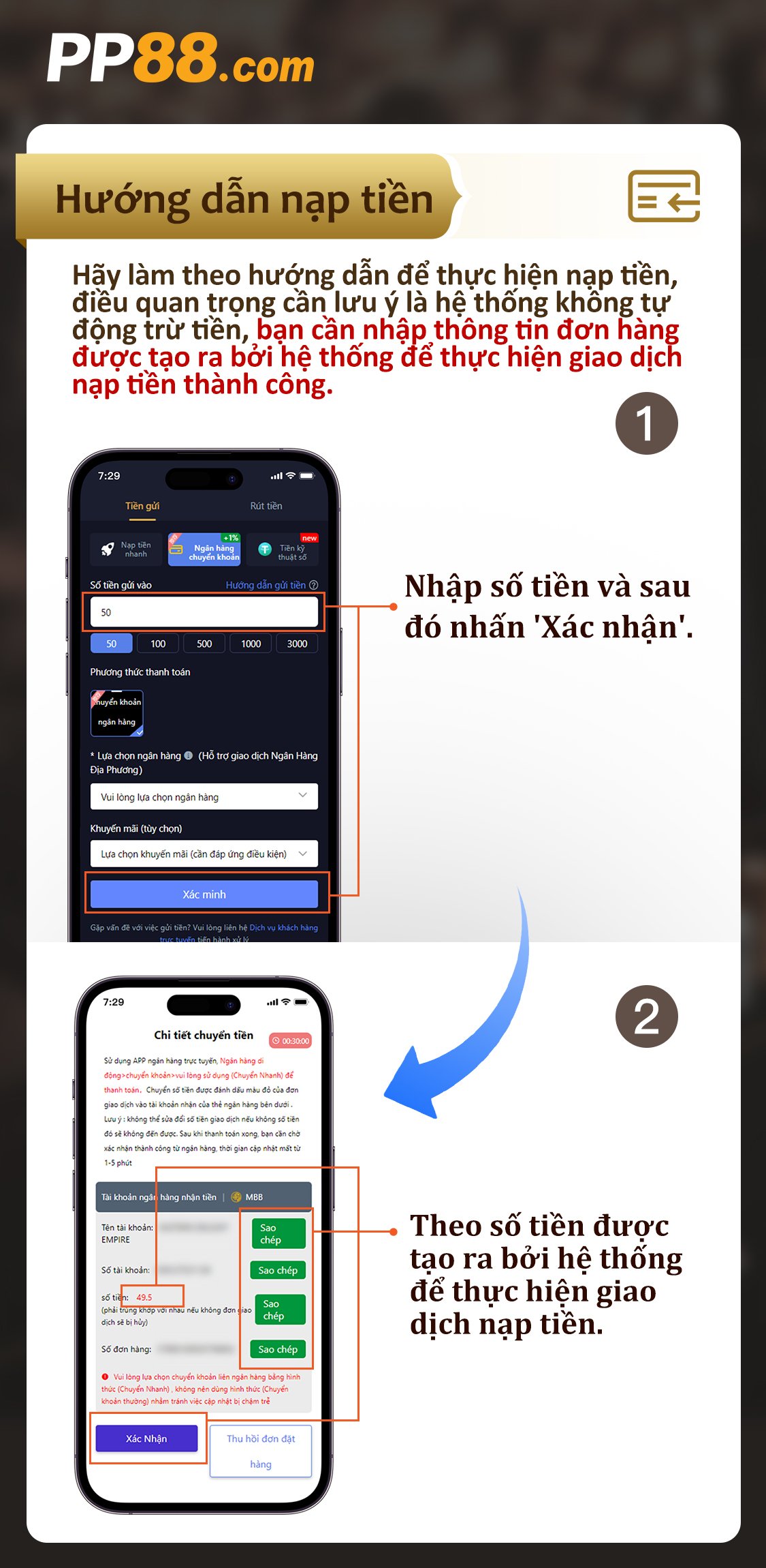 Hướng dẫn gửi tiền-nạp tiề
